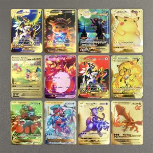 Cartes métalliques Pokemon Arceus 10000 points, carte Vmax DIY Pikachu Charizard Mewtwo Eevee