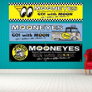 Bannière yeux de lune 45x180cm, drapeau en Polyester imprimé, tapisserie murale d'art de Garage,