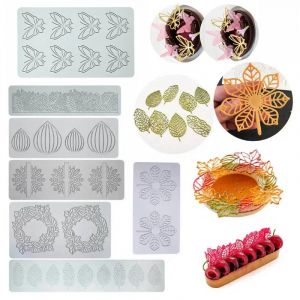 Moule à gâteau en Silicone en dentelle, diverses feuilles, papillon, fleur, flocons de neige, cerf,