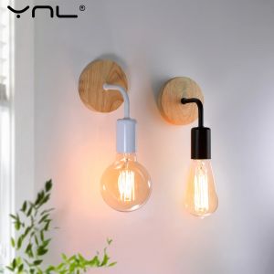 Applique murale r&eacute;tro en bois E27 220V 110V, applique murale Vintage, lampe de chevet r&eacute;tro,