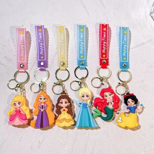 Porte-clés princesse la petite sirène, pendentif Elsa blanche-neige, porte-clés de voiture, sac de