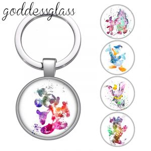 Disney Mickey minnie Donald Daisy Pooh Dumbo verre cabochon porte-clés sac voiture porte-clés