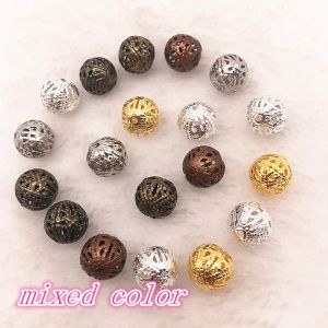 150-30 pièces 4/6/8/10mm boule creuse fleur perles breloques en métal perles d'espacement pour la