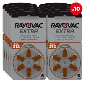 Rayovac Zinc Air Extra 312 Batteries pour appareils auditifs 60 pièces/10 cartes 1.45V 312A A312