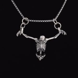 Pendentif crâne de captivité plaqué argent, collier de motard Punk Rock pour hommes, accessoire de