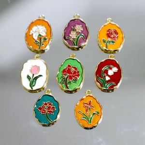 Pendentif en alliage émail à motif de fleur, 10 pièces, tulipe, Rose, lys, orchidée, marque,