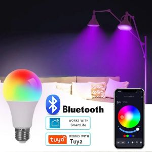 Ampoule intelligente LED RVB, lampe Tuya, Bluetooth, LED à intensité variable, 15W, décoration de la