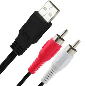 Câble USB A mâle vers 2 RCA Phono AV, 1.5m, adaptateur Audio-vidéo pour PC TV Aux