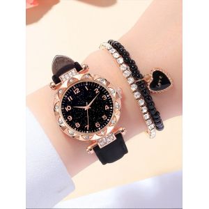 Montre à quartz avec bracelet intégré en diamant pour femme, ciel étoilé polyvalent, ceinture à la