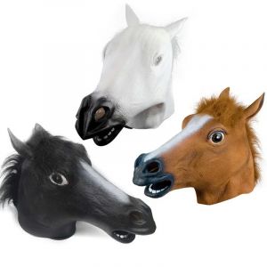 Masque de tête de cheval, Costume de Cosplay, fête drôle d'halloween, couvre-chef