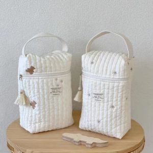 Sac à couches Portable pour poussette, caddie matelassé pour bébé, organisateur brodé, sacs pour