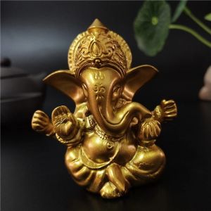 Statue de bouddha du seigneur Ganesha, éléphant indien, Sculptures de dieu, Figurines d'or Ganesh,
