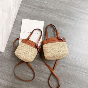 Sac de plage en paille fait à la main pour dames, sac à main à sangle de créateur, sac à bandoulière