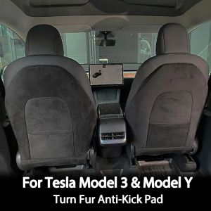 2023 pour Tesla modèle 3 2017-2023 modèle Y tour fourrure daim siège arrière Anti coup de pied