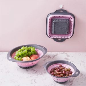 Panier de rangement de cuisine pliant en Silicone, égouttoir multi-usage pour fruits et légumes,