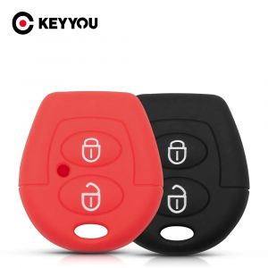 KEYYOU – étui en Silicone pour clé télécommande de voiture, 2 boutons, protection pour VW Polo Golf