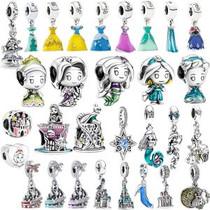 Breloques pour robe de princesse sirène en argent 2024, perles pendantes adaptées au pendentif