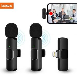 Microphone sans fil Lavalier pour iPhone iPad, suppression du bruit portable, microphone pour