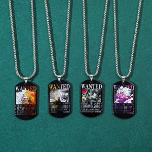 One Piece Luffy Collier en acier inoxydable imprimé de 3 milliards, bijoux recherchés colorés,