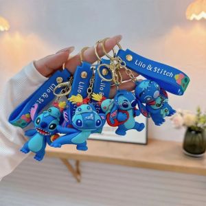 Porte-clés dessin animé Disney Mickey Mouse Minnie Lilo & Stitch, pendentif de voiture, jouets pour