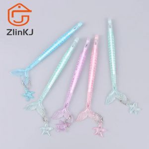 Pendentif sir&egrave;ne &agrave; paillettes en cristal, 5 pi&egrave;ces, stylo neutre, cadeau d'invit&eacute; de demoiselle