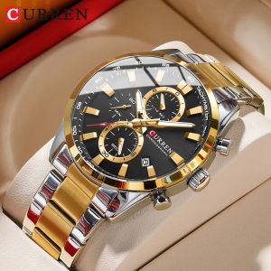 CURREN décontracté sport marque bracelet en acier inoxydable montres pour hommes chronographe
