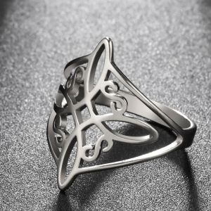 Noeud de sorcière anneau en acier inoxydable croix Wiccan noeud celtique femmes hommes anneaux