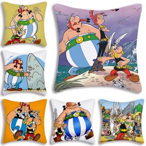 Housse de coussin courte en peluche, bande dessinée d'aventure Astérix et Obélix, dessin animé,