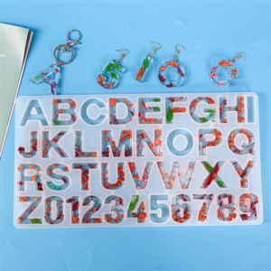 Moule en résine de cristal pour les élections, alphabet, lettre, numéro, pendentif, considérant