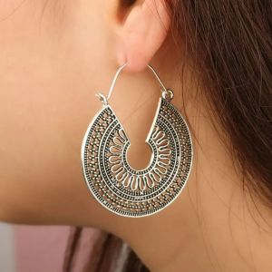 SUMENG 2024 nouveau Vintage ethnique creux fleur gitane balancent Trible goutte boucle d'oreille