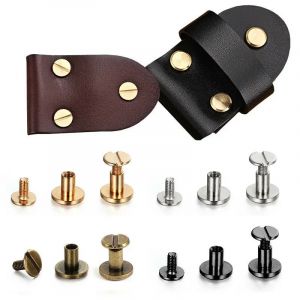 10 ensembles de vis de ceinture plate pour bagages, Rivets &agrave; ongles artisanaux en cuir, laiton or