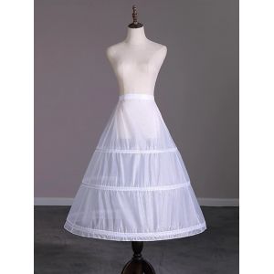 Jupon trapèze en satin blanc pour femme, sous-jupe avec trois cerceaux en acier, cosplay de mariage,