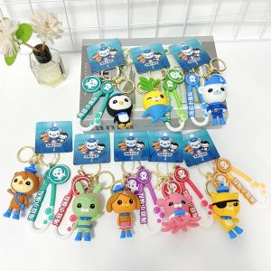 Porte-clés en caoutchouc souple, figurines d'action Octonauts, boucle de clé, pendentif créatif,