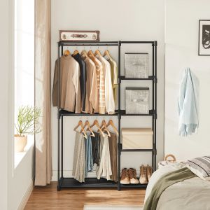 SONGMICS Armoire de Rangement, Penderie Pliable, Dressing, Armoire Métallique, avec Barres de