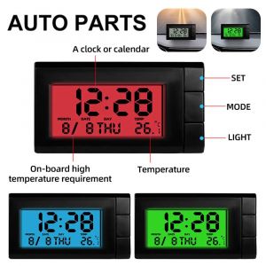 Therye.com-Réveil numérique intérieur de voiture, horloge électronique 2 en 1, jauge de température,