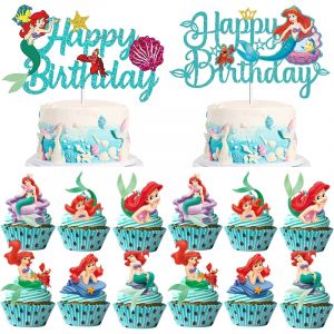 Ensemble de vaisselle princesse la petite sirène Ariel, décorations d'anniversaire pour fille,