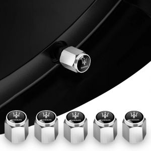 Bouchons de Valve de pneu de roue de voiture en m&eacute;tal, 5 pi&egrave;ces, couvercles de tige pour Maserati
