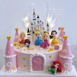 Décoration de gâteau Mini Belle princesse Disney, 6 pièces, ornements raiponce, blanche-neige,