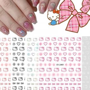 1 feuille HelloKitty 3D Nail Art autocollants ongles décalcomanies pour ongles HelloKitty Animation