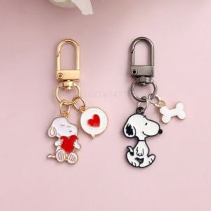 Porte-cl&eacute;s Snoopy mignon, pendentif chien exquis de dessin anim&eacute;, d&eacute;coration de sac, Couple ami,