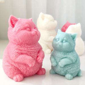 Moule en Silicone 3D en Forme de Chat Assis pour Décoration de Gâteau, Bougie, Regina, Mousse au