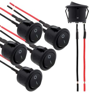 Mini interrupteur à bascule 12 volts, 6 pièces, interrupteur à bascule avec pré-câblé 6A/250V