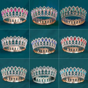 Diad&egrave;me de mari&eacute;e Vintage Baroque Marquise strass couronne ronde accessoires de robe de mari&eacute;e