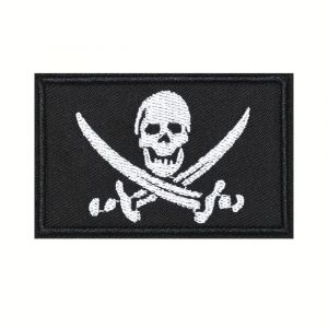 ecusson velcro Patch Velcros Brodé Crâne Blanc, Applique de Moral, Crochet et Boucle, Gilets,
