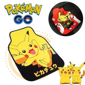Tapis de sol de voiture Pokemon Pikachu, facile &agrave; nettoyer, dessin anim&eacute;, coussin de pied g&eacute;n&eacute;ral,