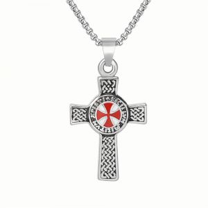 Collier pendentif templier Vintage Punk croix rouge pour hommes, breloque à la mode, bijoux