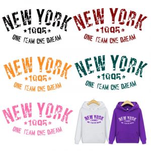 Autocollants thermiques en vinyle à transfert de chaleur avec lettres de NEW YORK pour vêtements,