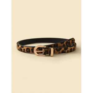 Boho Style PU ceinture imprimé léopard mince ceinture femmes robe Slim Fit femmes robe ceinture