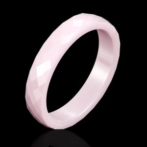 Nouveau 4mm rose clair noir blanc belle bague en céramique coupée à la main pour femme bijoux de