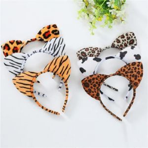 Nouveau court en peluche tigre léopard chat oreille bandeau mignon femmes filles enfants fête